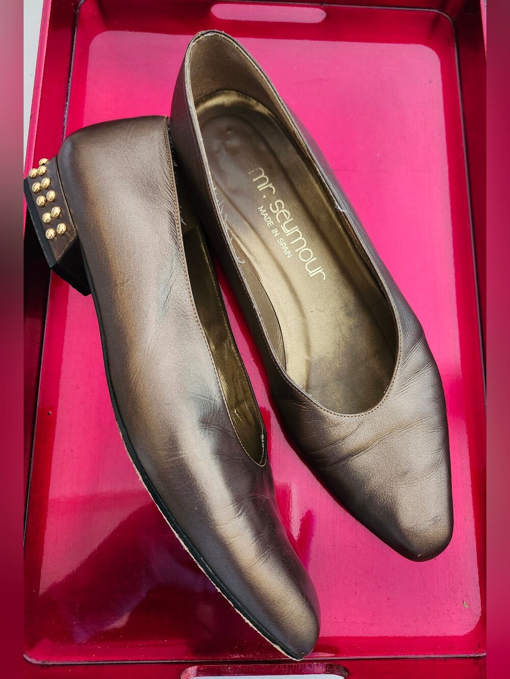 Mr. Seymore Bronze Leather with Stud-Accent Heels